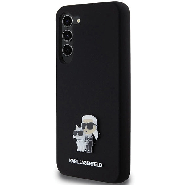 Karl Lagerfeld Silicone Karl&amp;Choupette Metal Pin case for Samsung Galaxy S23+ - black_1