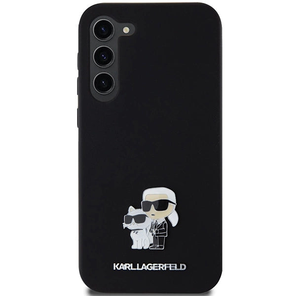 Karl Lagerfeld Silicone Karl&amp;Choupette Metal Pin case for Samsung Galaxy S23+ - black_2