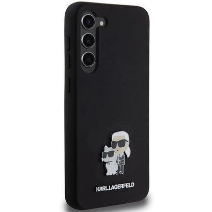 Karl Lagerfeld Silicone Karl&amp;Choupette Metal Pin case for Samsung Galaxy S23+ - black_3