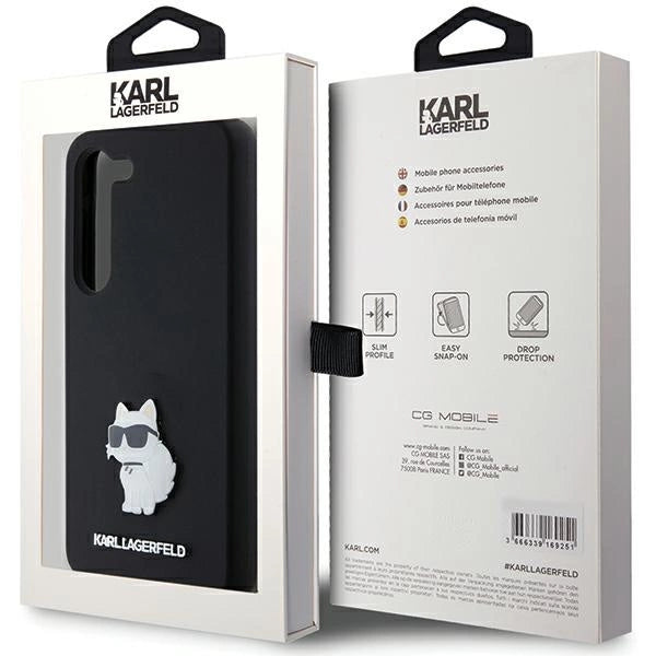 Karl Lagerfeld Silicone Choupette Metal Pin case for Samsung Galaxy S23 - black_7