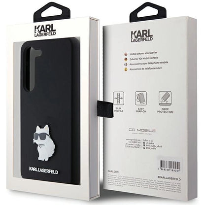 Karl Lagerfeld Silicone Choupette Metal Pin case for Samsung Galaxy S23 - black_7