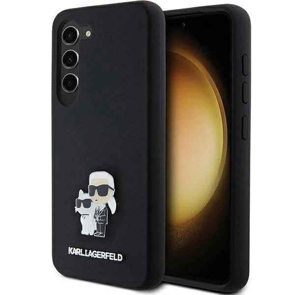 Karl Lagerfeld Silicone Karl&amp;Choupette Metal Pin case for Samsung Galaxy S23 - black_0