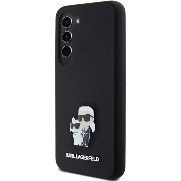 Karl Lagerfeld Silicone Karl&amp;Choupette Metal Pin case for Samsung Galaxy S23 - black_1