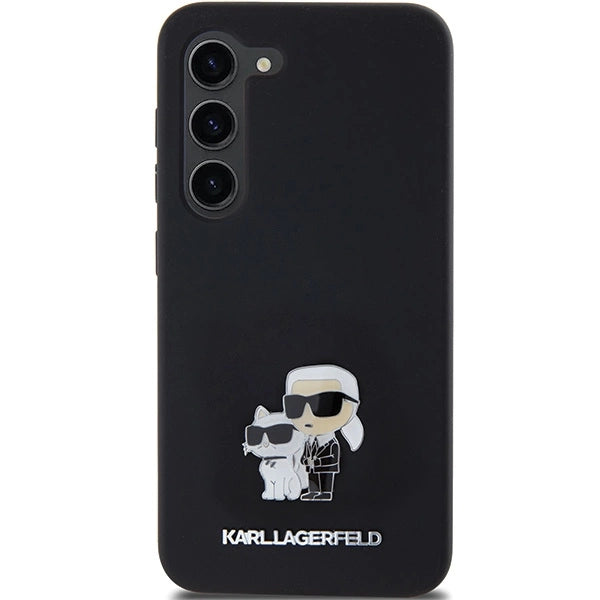Karl Lagerfeld Silicone Karl&amp;Choupette Metal Pin case for Samsung Galaxy S23 - black_2