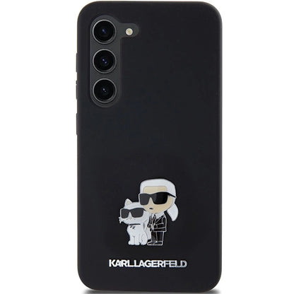 Karl Lagerfeld Silicone Karl&amp;Choupette Metal Pin case for Samsung Galaxy S23 - black_2