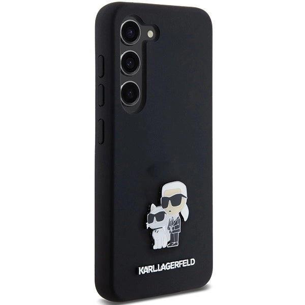 Karl Lagerfeld Silicone Karl&amp;Choupette Metal Pin case for Samsung Galaxy S23 - black_3