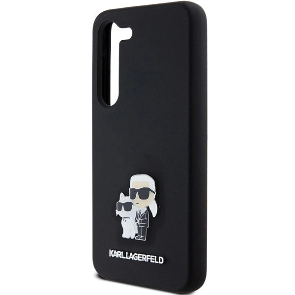 Karl Lagerfeld Silicone Karl&amp;Choupette Metal Pin case for Samsung Galaxy S23 - black_5