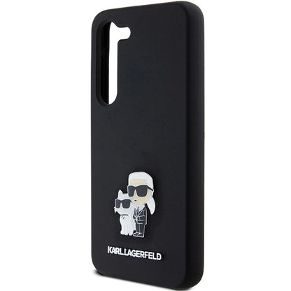 Karl Lagerfeld Silicone Karl&amp;Choupette Metal Pin case for Samsung Galaxy S23 - black_5