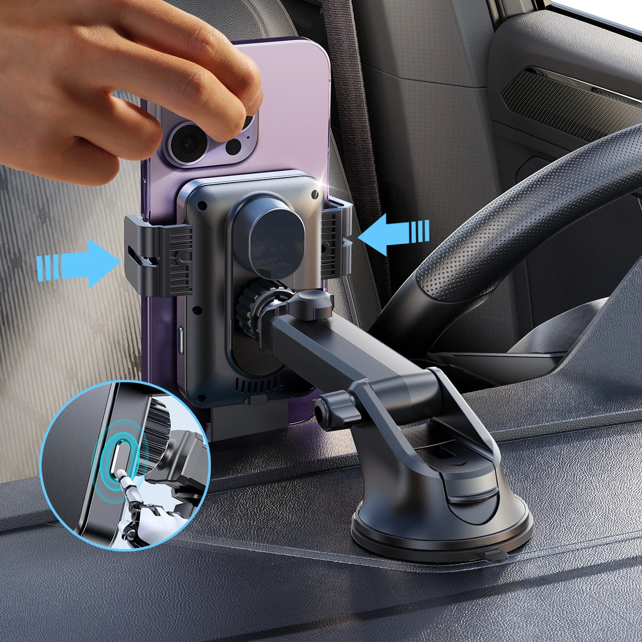 Joyroom JR-ZS219 Car Holders SET with Qi Inductive Charger (Black)_10