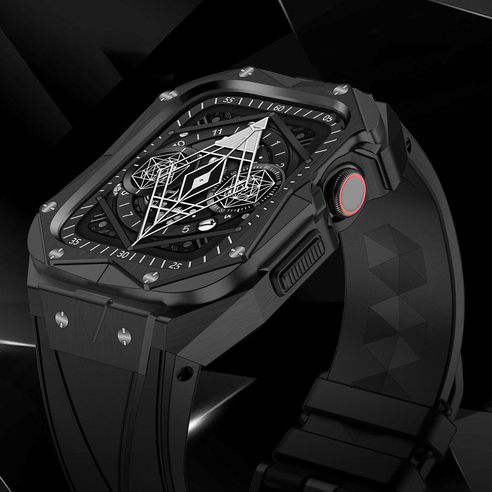 Kingxbar CYF140 2in1 armored case for Apple Watch 9, 8, 7 (45 mm) made of stainless steel with a strap, black - OUTLET_8