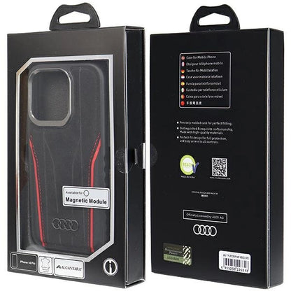 Audi Genuine Leather case with MagSafe for iPhone 14 Pro - black and red_7