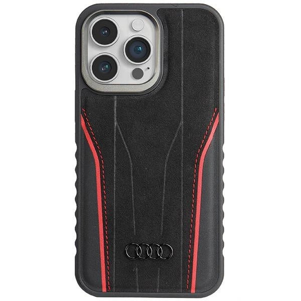 Audi Genuine Leather case with MagSafe for iPhone 14 Pro Max - black and red_0