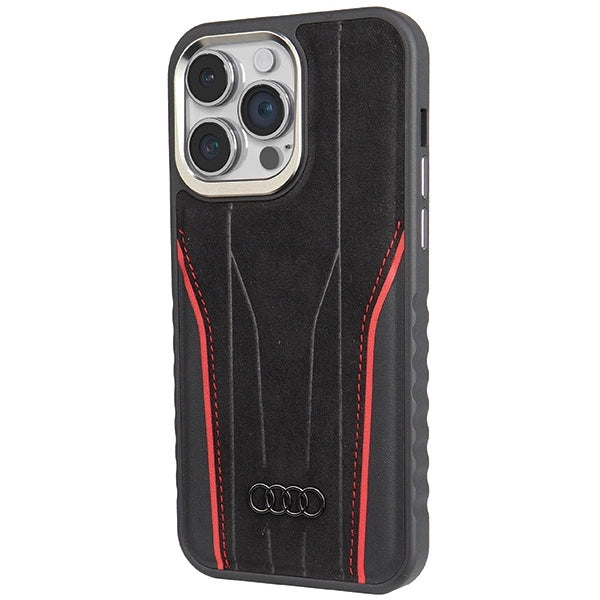 Audi Genuine Leather case with MagSafe for iPhone 14 Pro Max - black and red_1