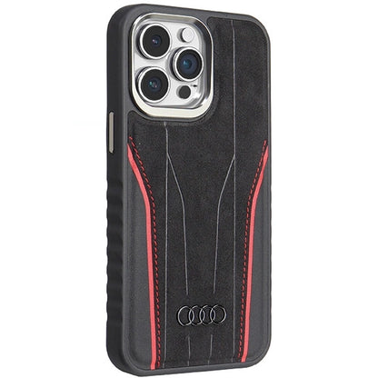 Audi Genuine Leather case with MagSafe for iPhone 14 Pro Max - black and red_6