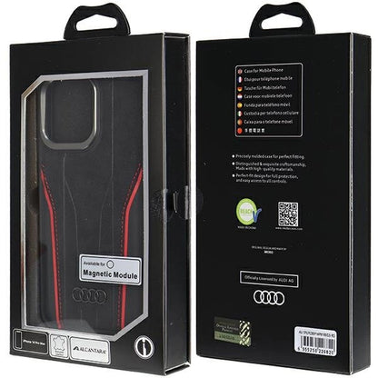 Audi Genuine Leather case with MagSafe for iPhone 14 Pro Max - black and red_7