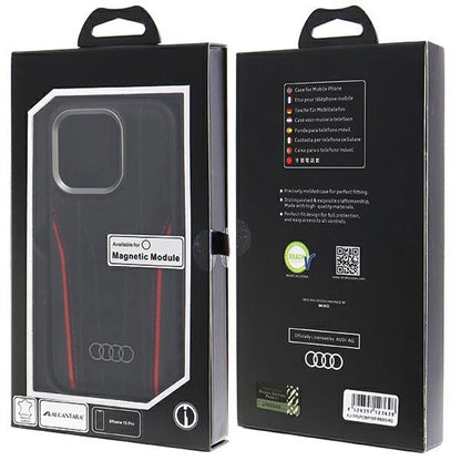 Audi Genuine Leather case with MagSafe for iPhone 15 Pro - black and red_9