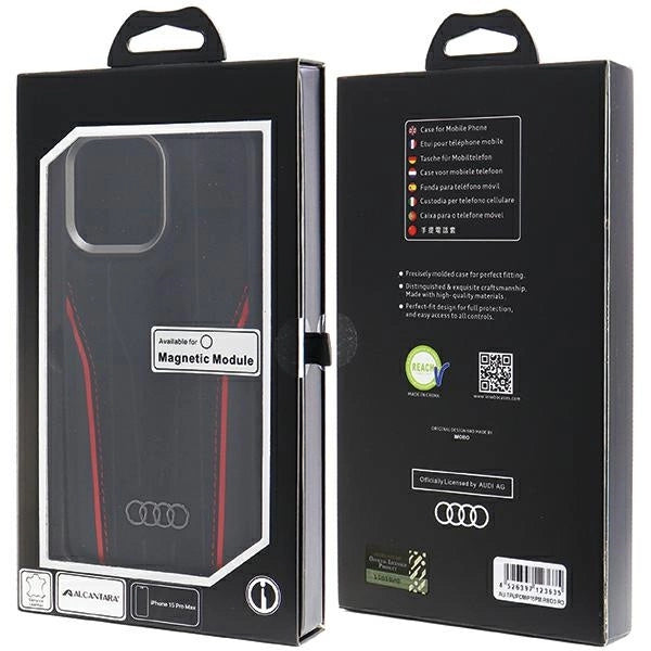 Audi Genuine Leather case with MagSafe for iPhone 15 Pro Max - black and red_9