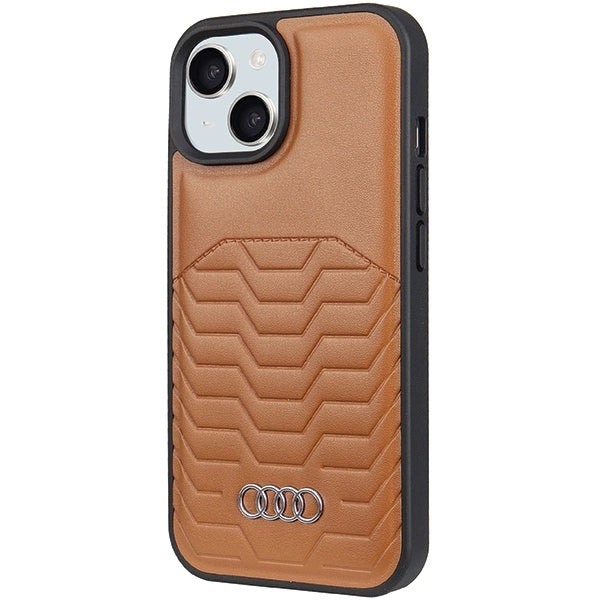 Audi Synthetic Leather Case with MagSafe for iPhone 15 Plus / 14 Plus - Brown_1