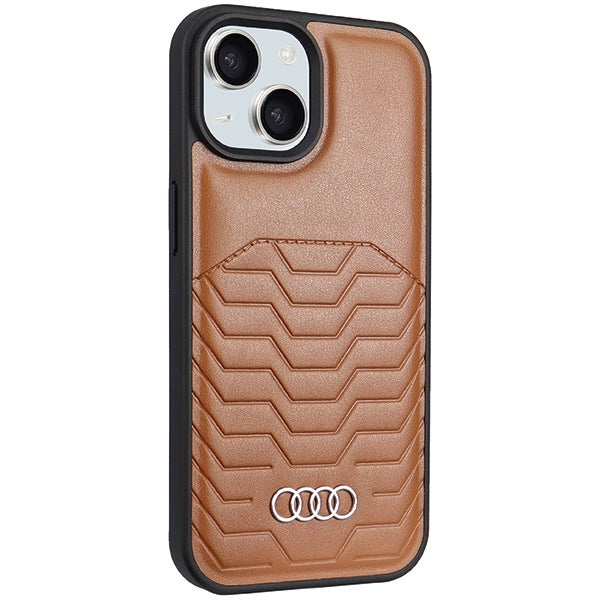 Audi Synthetic Leather Case with MagSafe for iPhone 15 Plus / 14 Plus - Brown_5