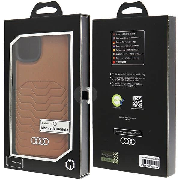 Audi Synthetic Leather Case with MagSafe for iPhone 15 Plus / 14 Plus - Brown_6