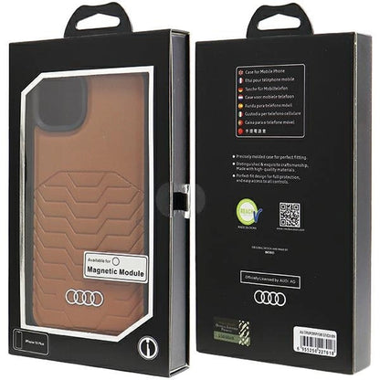 Audi Synthetic Leather Case with MagSafe for iPhone 15 Plus / 14 Plus - Brown_6