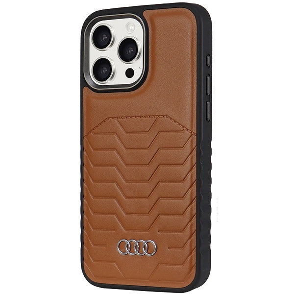 Audi Synthetic Leather case with MagSafe for iPhone 15 Pro Max - brown_1