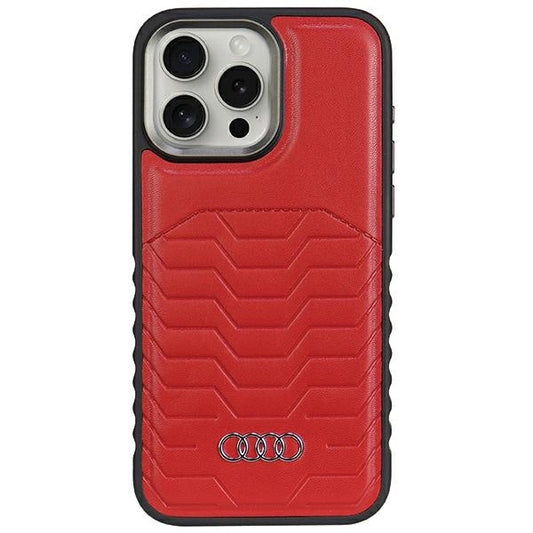 Audi Synthetic Leather case with MagSafe for iPhone 15 Pro Max - red_0