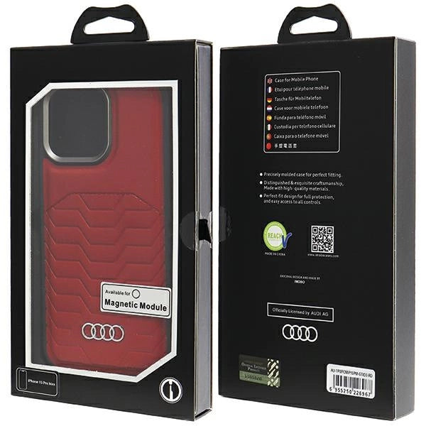 Audi Synthetic Leather case with MagSafe for iPhone 15 Pro Max - red_6