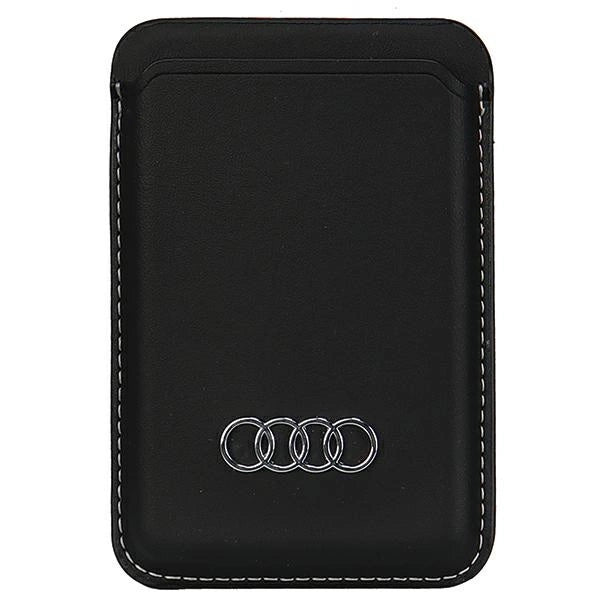 Audi Synthetic Leather magnetic wallet compatible with MagSafe - black_0
