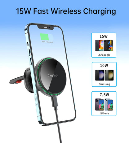 Choetech T204-F magnetic car holder with 15W wireless charging - black_6