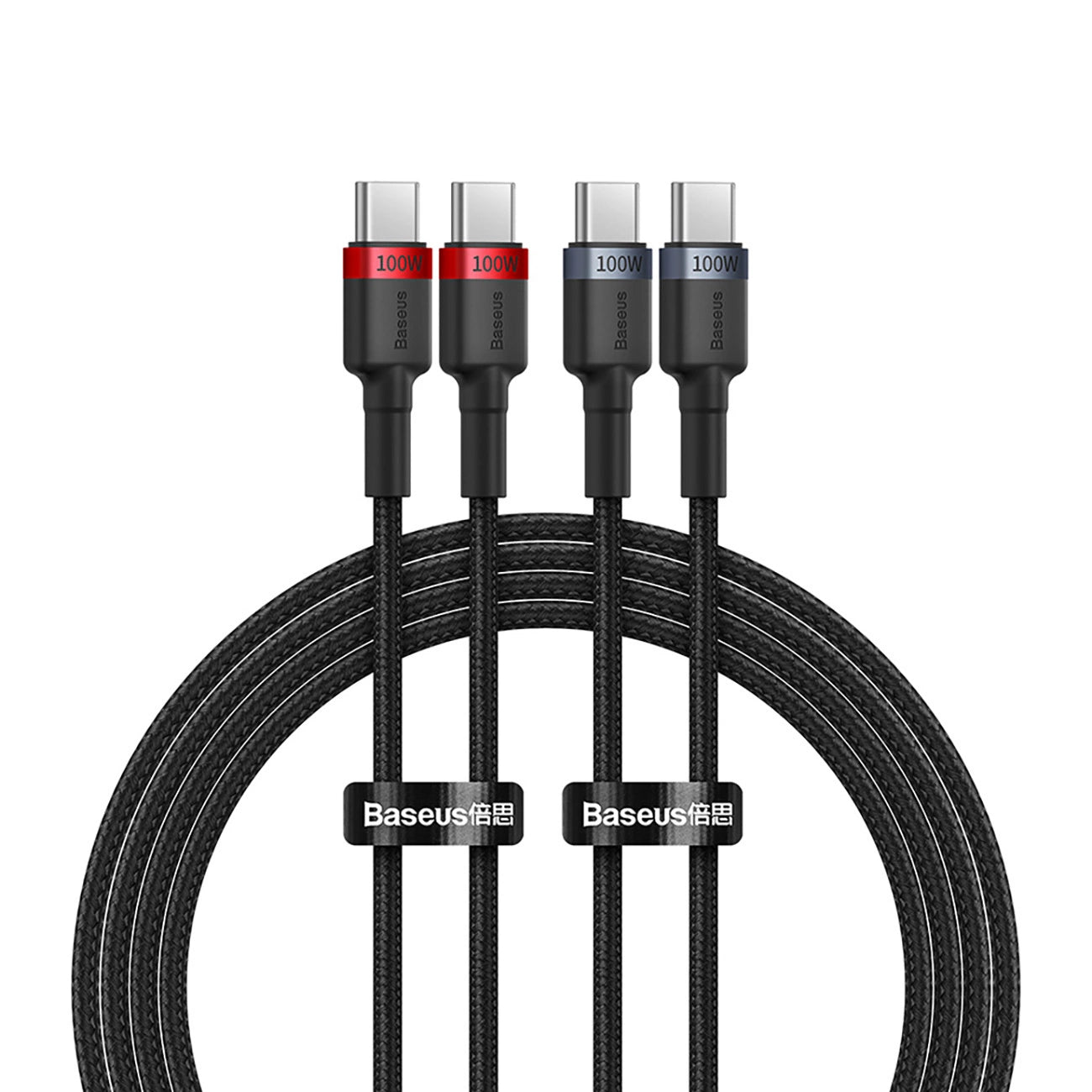 Baseus Cafule USB-C / USB-C cable 100W 1 m - red-black and black-gray (2 pcs.)_0