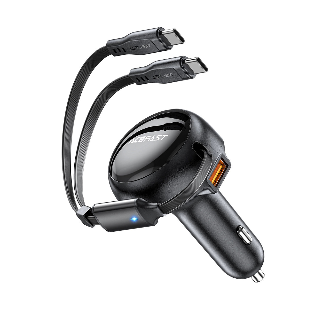 Acefast B13 car charger 53W USB-A / 2 USB-C retractable cables - black_1