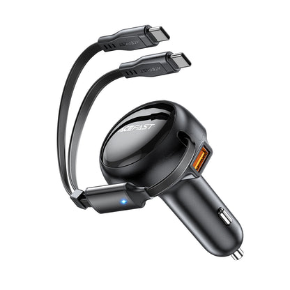 Acefast B13 car charger 53W USB-A / 2 USB-C retractable cables - black_1