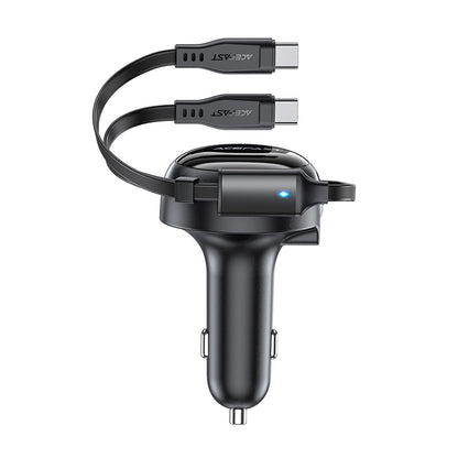 Acefast B13 car charger 53W USB-A / 2 USB-C retractable cables - black_2