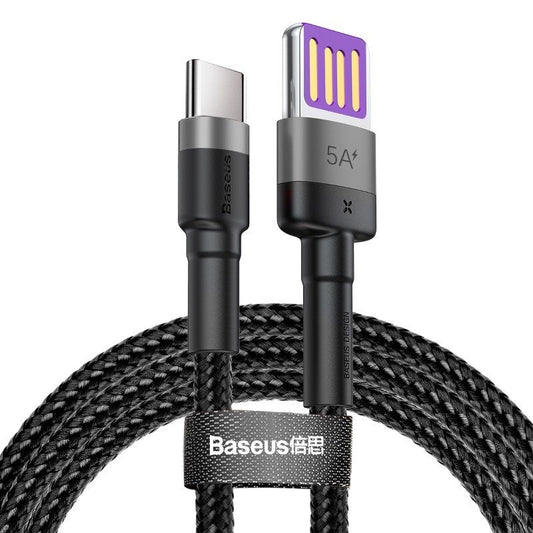 Baseus Cafule USB-C Cable Huawei SuperCharge, QC 3.0, 5A 1m (Black+Gray)_0