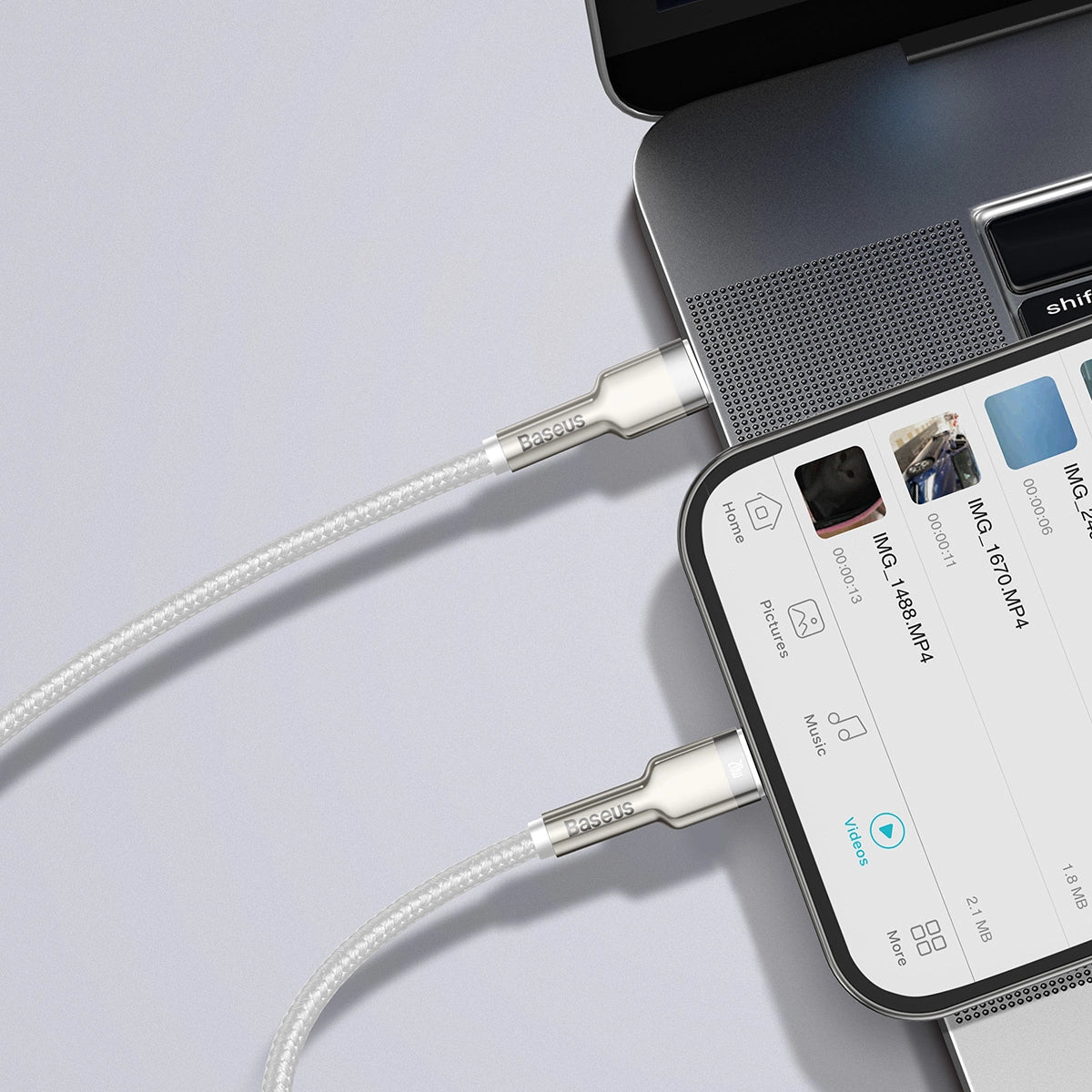 USB-C cable for Lightning Baseus Cafule, PD, 20W, 2m (white)_13