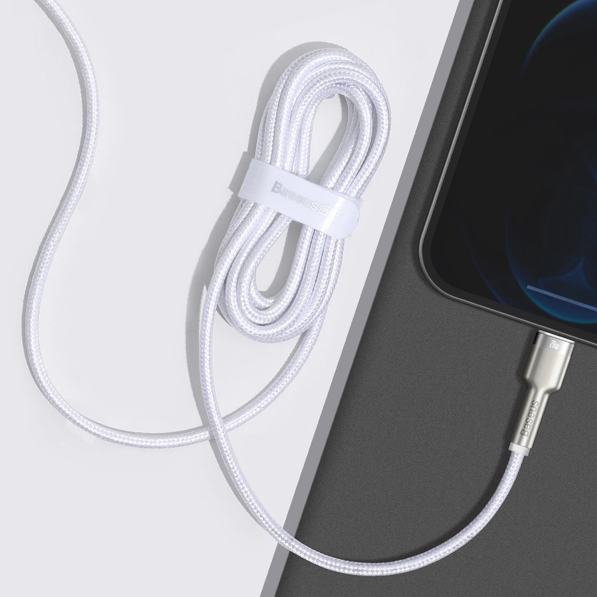 USB-C cable for Lightning Baseus Cafule, PD, 20W, 2m (white)_15