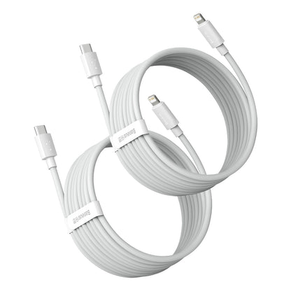 Baseus Simple Wisdom Data Cable Kit USB-C to Lightning PD 20W (2PCS/Set) 1.5m White_0