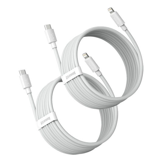 Baseus Simple Wisdom Data Cable Kit USB-C to Lightning PD 20W (2PCS/Set) 1.5m White_0