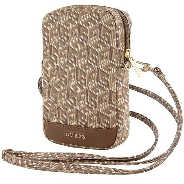 Guess Zip GCube Bottom Stripe phone bag - brown_0