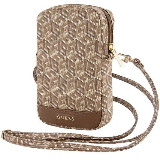 Guess Zip GCube Bottom Stripe phone bag - brown_0