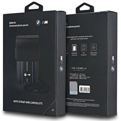 BMW Carbon &amp; Blue Stripe phone bag - black_3