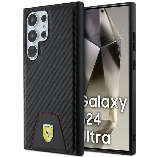 Ferrari Carbon Stitched Bottom case for Samsung Galaxy S24 Ultra - black_0