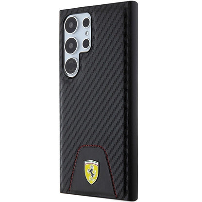 Ferrari Carbon Stitched Bottom case for Samsung Galaxy S24 Ultra - black_1