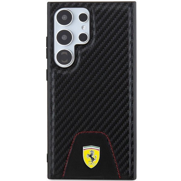Ferrari Carbon Stitched Bottom case for Samsung Galaxy S24 Ultra - black_2