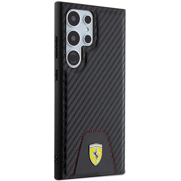 Ferrari Carbon Stitched Bottom case for Samsung Galaxy S24 Ultra - black_3
