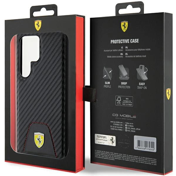 Ferrari Carbon Stitched Bottom case for Samsung Galaxy S24 Ultra - black_7