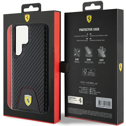 Ferrari Carbon Stitched Bottom case for Samsung Galaxy S24 Ultra - black_7