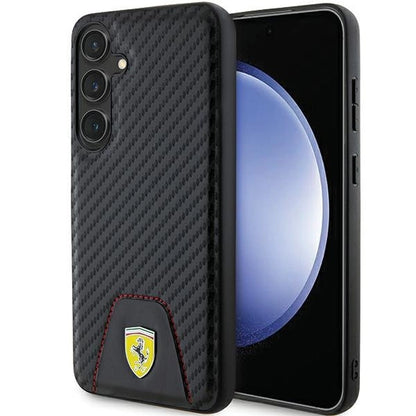 Ferrari Carbon Stitched Bottom case for Samsung Galaxy S24+ - black_0