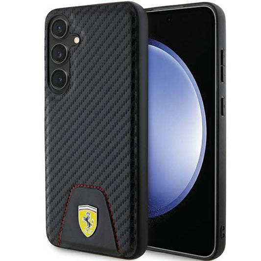 Ferrari Carbon Stitched Bottom case for Samsung Galaxy S24+ - black_0